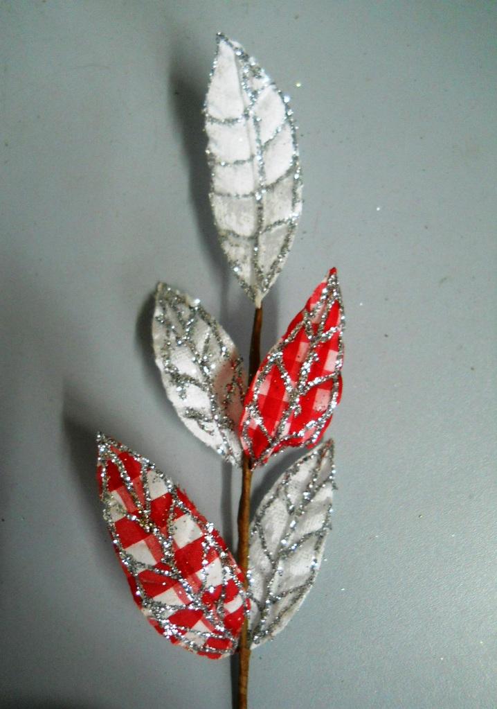 Ramo Foglie Scozzesi H 50 - Sconti per Fioristi e Aziende - Animato e stampate con glitter