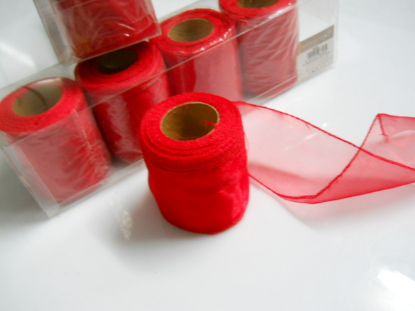 Nastro Organza Cristal H 8  - Sconti per Fioristi e Aziende - - Rotolo da 25 metri Rosso