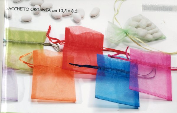 Sacchetto Portaconfetti  cm.10 x 7 in Organza con tirante - Sconti per Fioristi, Bomboniere, Wedding e Aziende