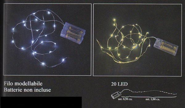 Filo 20 Luci Led da mt. 1,5  - Sconti per Fioristi e Aziende - a batteria luce calda