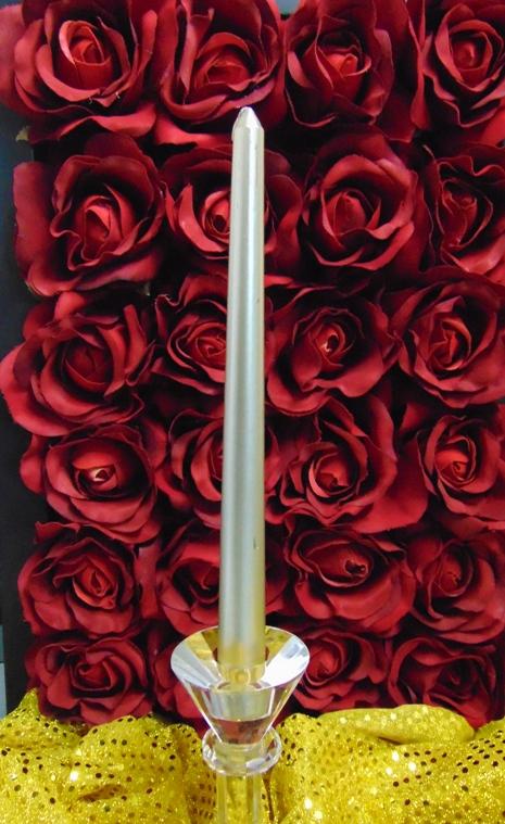 Candela conica x 6 H 25  - Sconti per Fioristi e Aziende - Laccata Oro Platino