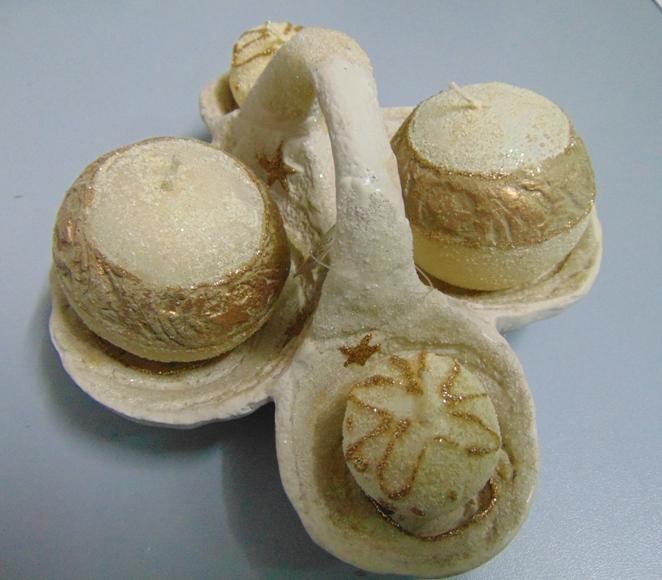 Cestino dell'Avvento H 18 - Sconti per Fioristi e Aziende - in ceramica con 4 candele