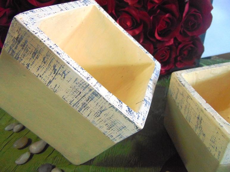 Cubo x 2 Ceramica Bicolore - Sconti per Fioristi e Aziende - Avorio/ Arancio/ Marrone/ Giallo