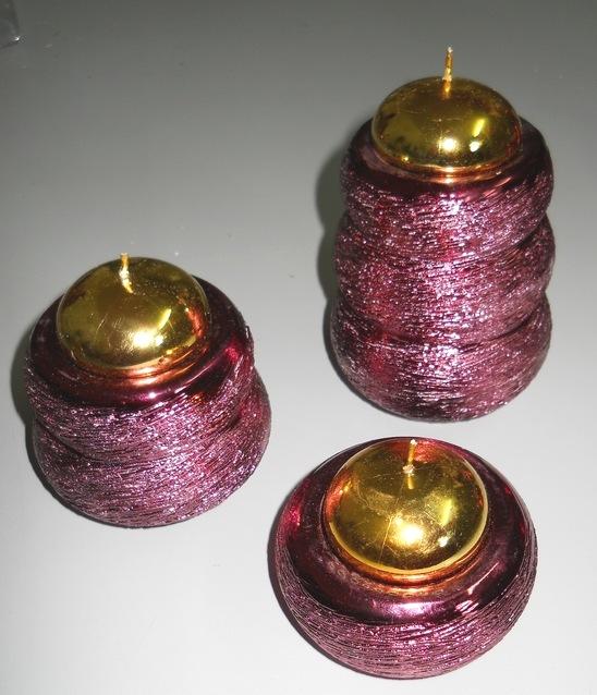 Porta Tea Light x 3 ametista in ceramica e 2 toni - Sconti per Fioristi e Aziende