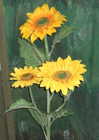 Girasole Artificiale x 3 Large Stem - Sconti per Fioristi e Aziende . - in poliestere