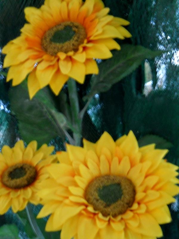 Girasole Artificiale x 3 Large Stem - Sconti per Fioristi e Aziende . - in poliestere