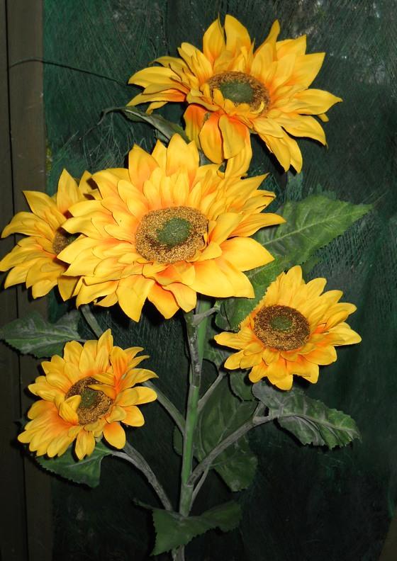 Girasole Artificiale x 5 H 160 Large Stem - Sconti per Fioristi e Aziende .