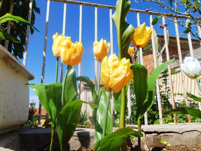 Tulipano Olandese Artificiale H 40 in poliestere - Sconti per Fioristi e Aziende .
