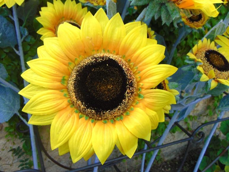 Girasole Artificiale x 3 H 95 - Sconti per Fioristi e Aziende - stelo grosso