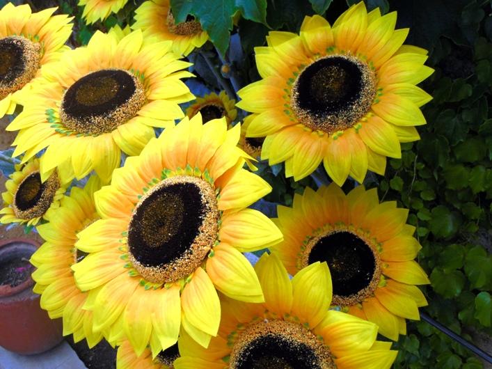 Girasole Artificiale x 3 H 95 - Sconti per Fioristi e Aziende . - stelo grosso