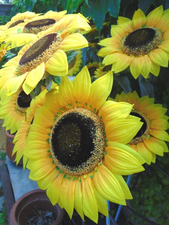 Girasole Artificiale x 3 H 95 - Sconti per Fioristi e Aziende . - stelo grosso