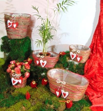 Cesti sea grass x 3 Ovali Rosso e Verde - Sconti per Fioristi e Aziende