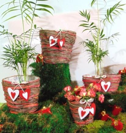 Cesti sea grass x 3 Tondi Rosso - Sconti per Fioristi e Aziende
