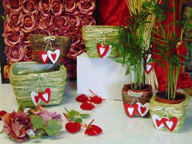 Cesti sea grass x 3 Quadri Rosso e Verde - Sconti per Fioristi e Aziende