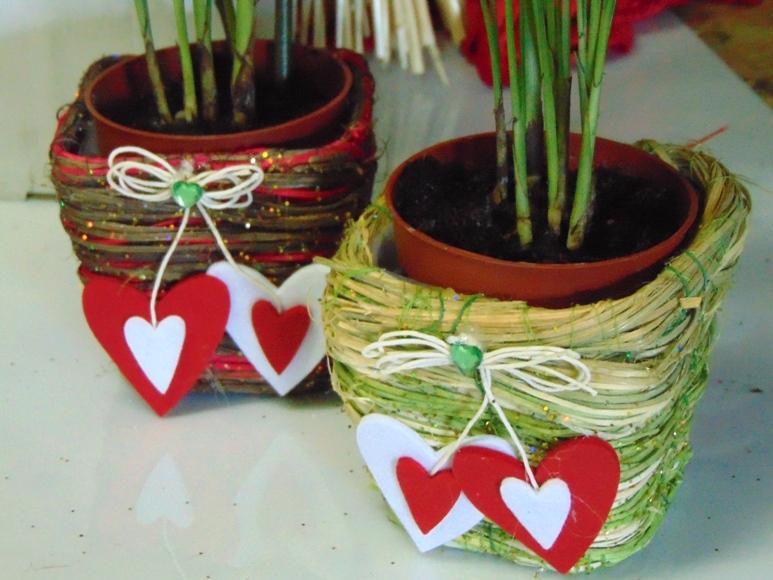 Cesti sea grass x 3 Quadri Rosso e Verde - Sconti per Fioristi e Aziende