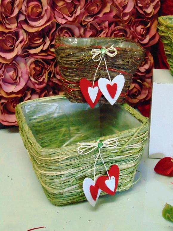 Cesti sea grass x 3 Quadri Rosso e Verde - Sconti per Fioristi e Aziende