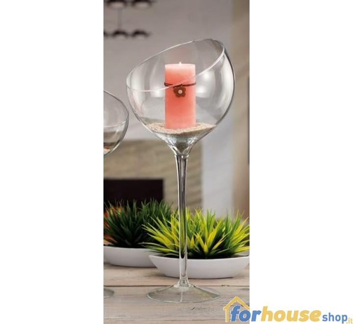 Calice Vetro taglio obliquo H 50 dm.20 con stelo alto - Sconti per Fioristi e Aziende