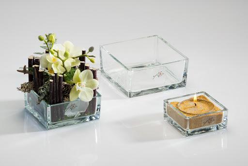 Vasxhetta quadrata cm. 24x24 H 5.5  - Sconti per Fioristi e Aziende - in vetro
