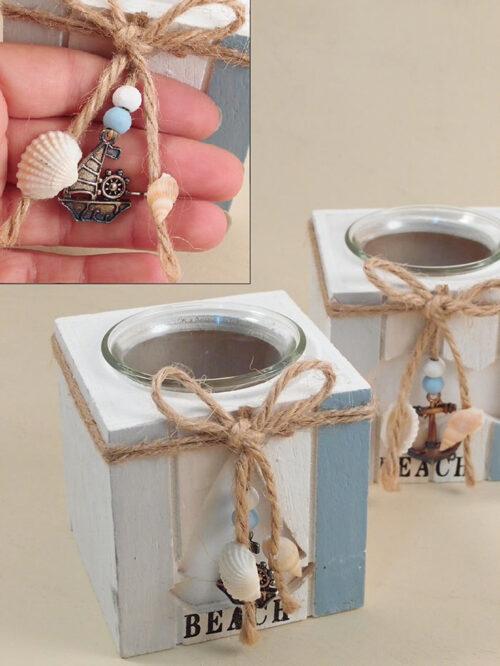 Porta tea light in vetro H 4,5 dm. 6,5 - Sconti per Fioristi e Aziende