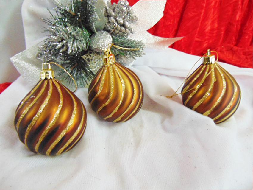 Palline di Natale x 3 filo glitterato in 3 modelli e colori - Sconti per Fioristi e Aziende