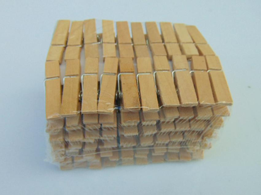 Mollette legno cm. 3,5 naturali e colorati Conf. 100 pezzi