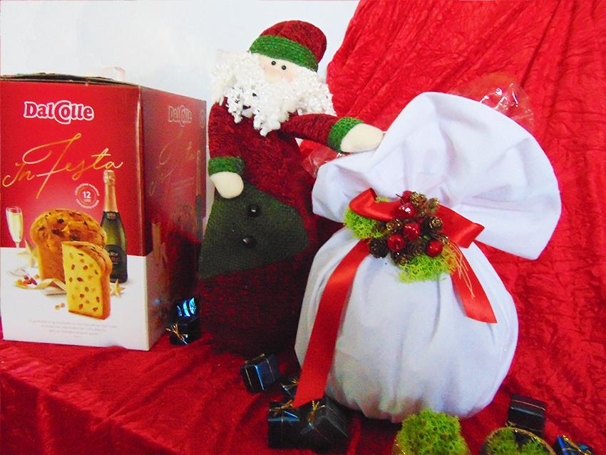 Porta Panettone in Cotone cm 40 x 43 - Sconti per Fioristi e Aziende - Rosso - Bianco