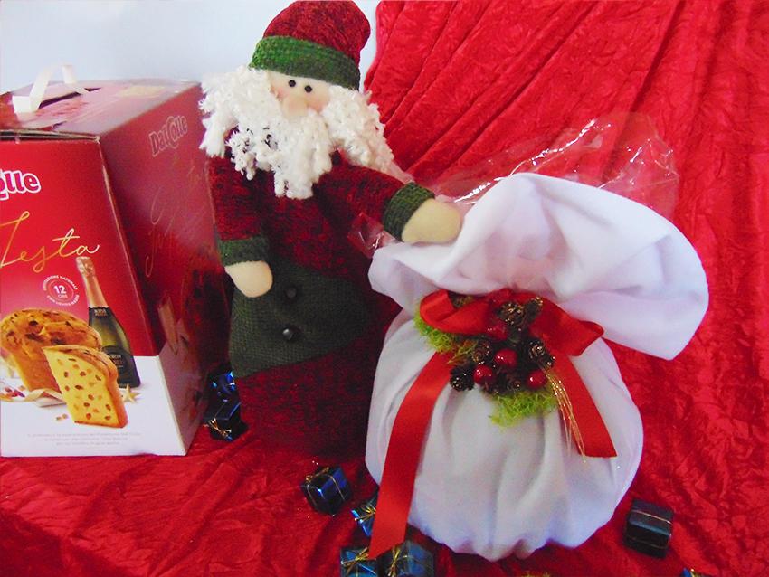 Porta Panettone in Cotone cm 40 x 43 - Sconti per Fioristi e Aziende - Rosso - Bianco