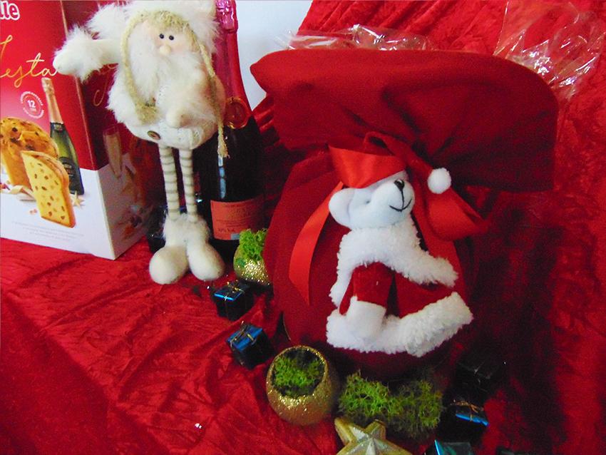 Porta Panettone in Cotone cm 40 x 43 - Sconti per Fioristi e Aziende - Rosso - Bianco