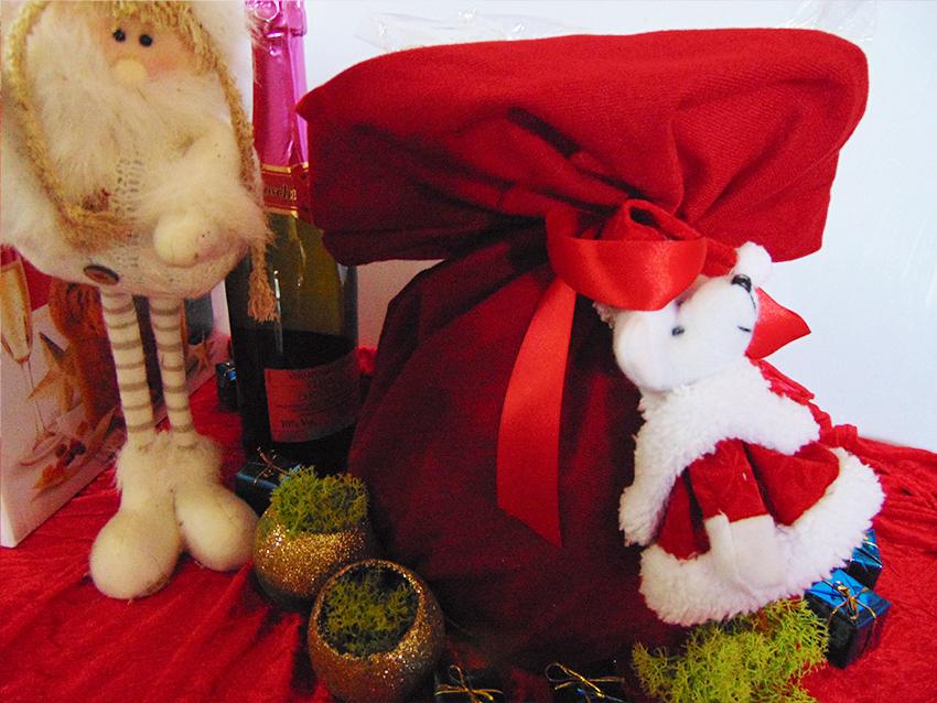 Porta Panettone in Cotone cm 40 x 43 - Sconti per Fioristi e Aziende - Rosso - Bianco