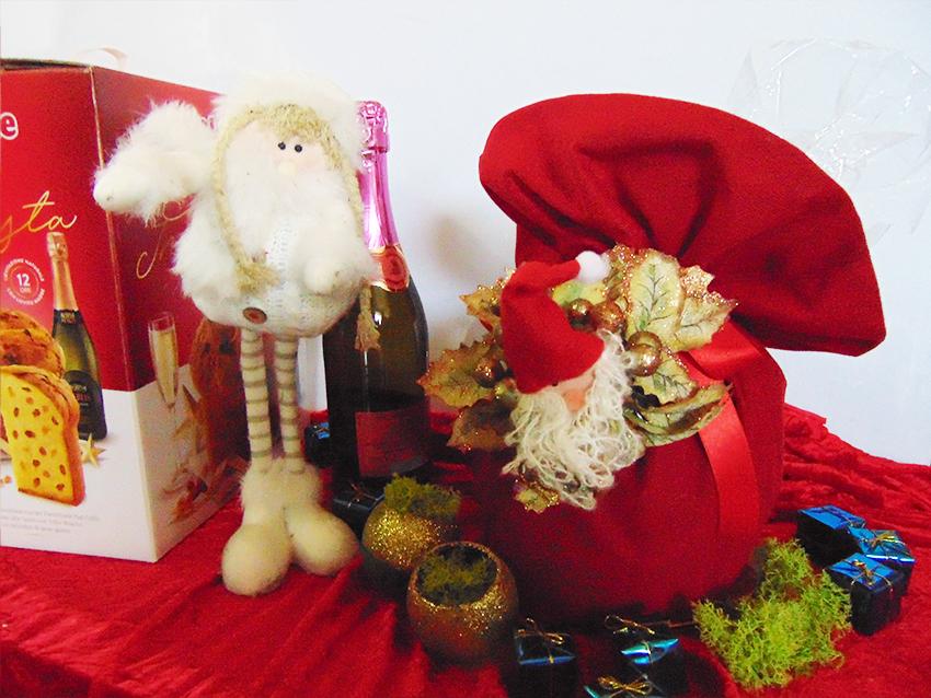 Porta Panettone in Cotone cm 40 x 43 - Sconti per Fioristi e Aziende - Rosso - Bianco