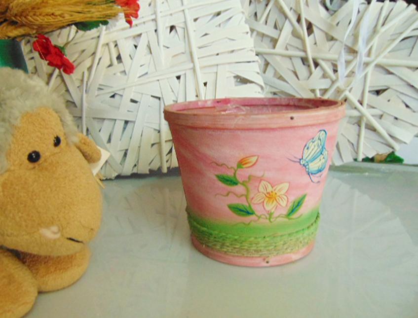 Cestino Balsa Rosa dm.16 Decorato - Sconti per Fioristi e Aziende