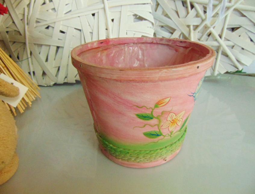 Cestino Balsa Rosa dm.16 Decorato - Sconti per Fioristi e Aziende
