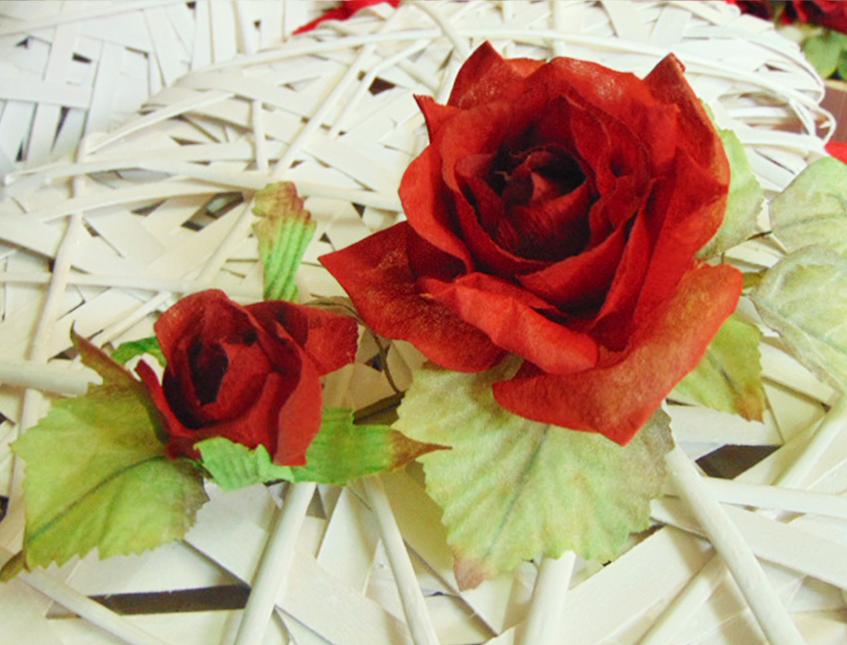 Rosa Rossa x 2  in velure - Sconti per Fioristi e Aziende