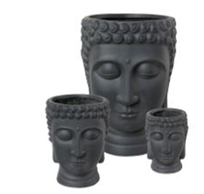 Vaso Budda x 3 Nero Opaco  - Sconti per Fioristi e Aziende - Fibercly H 50 / 34 / 24