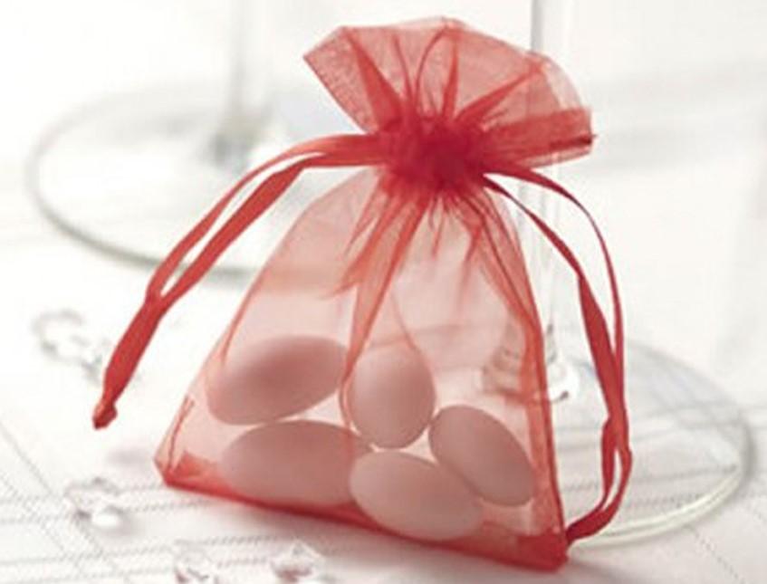 Sacchetto Laurea Rosso cm. 8,5x 3,5 in organza - Sconti per Fioristi e Aziende e Wedding