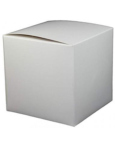 Scatola per bomboniera H 9 cm. 9 x 9  - Sconti per Fioristi, e Aziende -  lino bianco pieghevole