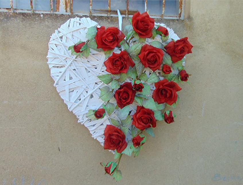 Cuore Vimini H 50  cm. -  Sconti per Fioristi e Aziende - intrecciato bianco