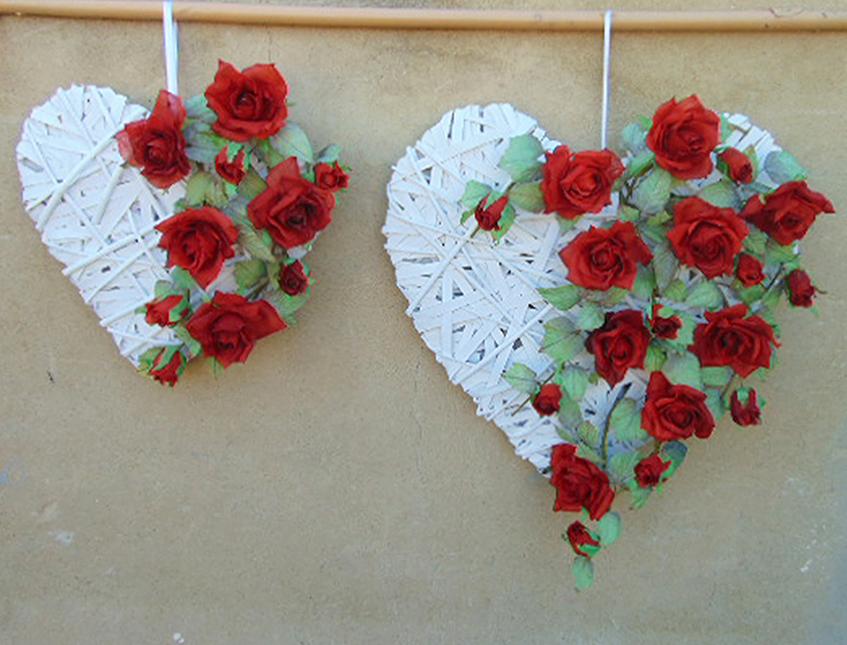 Cuore Vimini H 50  cm. -  Sconti per Fioristi e Aziende - intrecciato bianco