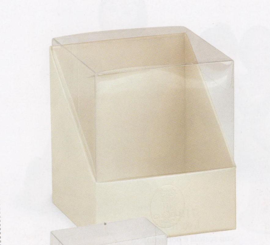 Scatola per bomboniera H 12 cm. 10 x 10 - Sconti per Fioristi, e Aziende - Ardesia avorio coperchio trasparente