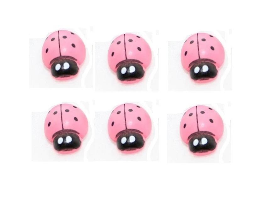 Coccinelle in legno colori diversi con biadesivo mm.13 - mm.18 - mm. 25 - Sconti per Fioristi e Aziende