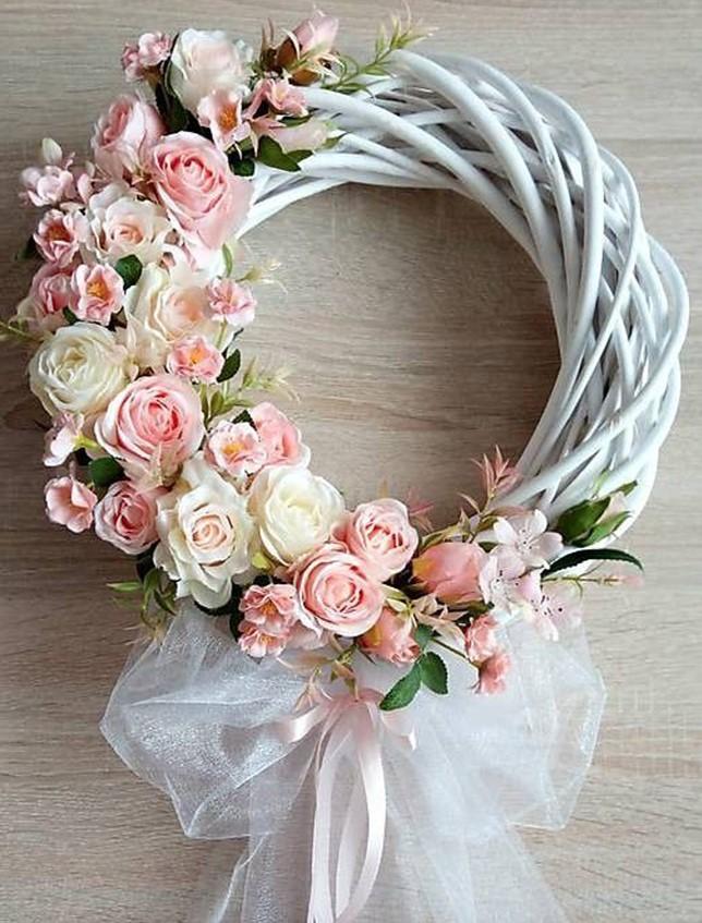 Coroncina vimini bianco - Sconti per Fioristi e Aziende - dm. 20 intrecciato