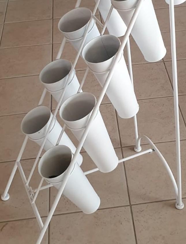Carrello Portafiori in ferro H 147 x 35 - Sconti per Fioristi, Aziende e Wedding - Con 12 alloggi