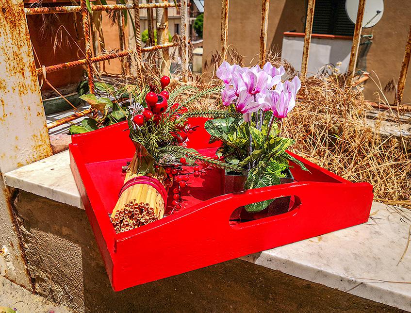 Vassoio cm 33x33 con manici in legno Sconti per Fioristio e Aziende