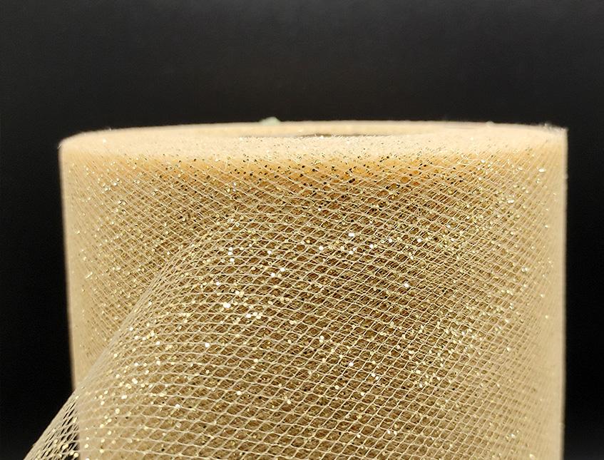 Tulle Glitterato H 25 x 50 mt. - Sconti per Fioristi e Aziende - Solo Oro e Argento