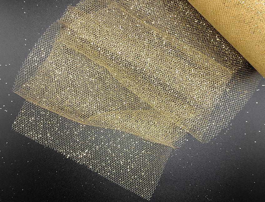 Tulle Glitterato H 25 x 50 mt. - Sconti per Fioristi e Aziende - Solo Oro e Argento