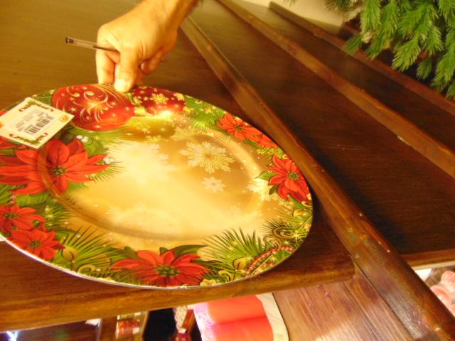 Sottopiatto dm. 33 decorato - Sconti per Fioristi e Aziende - motivo natalizio