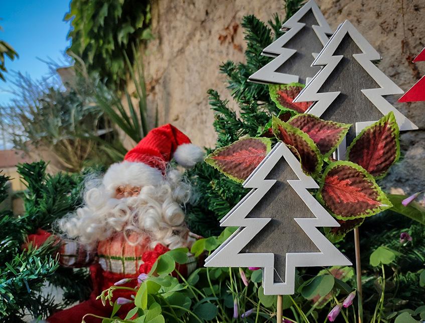 Stecca con Albero di Natale H 45 in legno - 3 Modelli Sconti per Fioristi, Wedding e Aziende