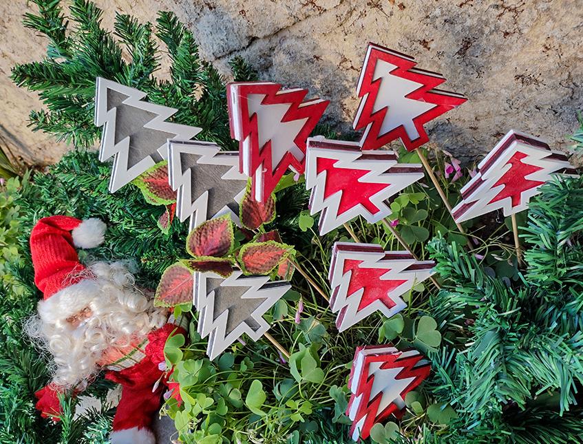 Stecca con Albero di Natale H 45 in legno - 3 Modelli Sconti per Fioristi, Wedding e Aziende