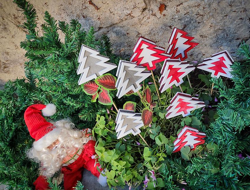 Stecca con Albero di Natale H 45 in legno - 3 Modelli Sconti per Fioristi, Wedding e Aziende