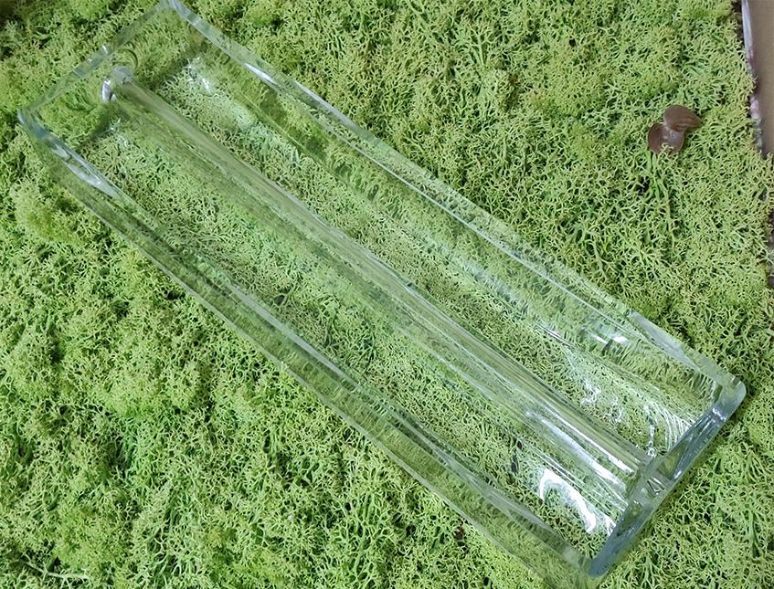 Vaschetta Rettangolare divisa  - Sconti per Fioristi e Aziende - in Vetro cm. 40 x 12 H 6,5